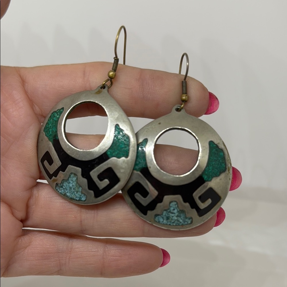 Elegant Silver and Green Earrings